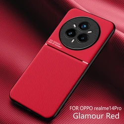Textured Magnetic Shockproof Phone Case - Full Coverage, Drop - Resistant Design - Realme 14 ProPlus (Red)