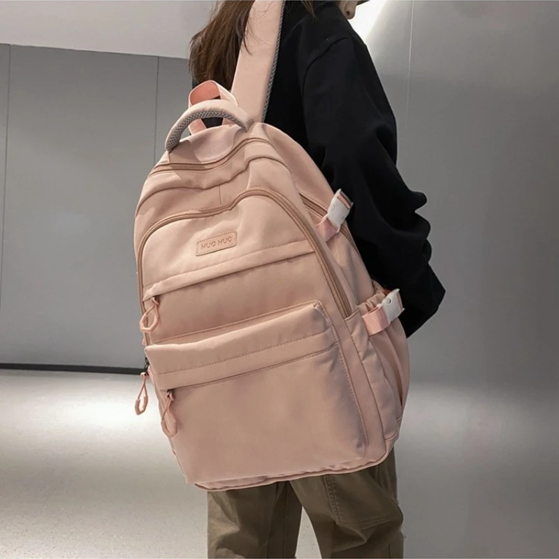 Black Solid Color Backpack for High School Students