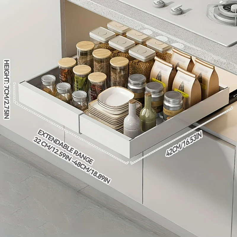 Cabinet Organizer Pull Out Drawer Space-Saving Pull Out Shelves for Pot and Pan Sliding Under Sink Storage Shelf Pantry