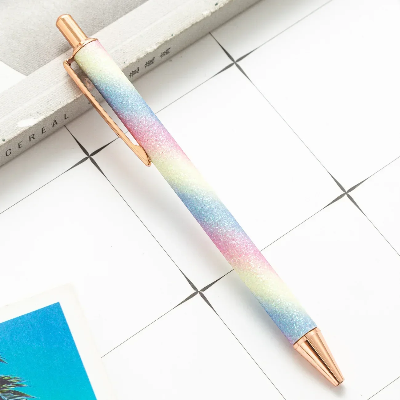 Rose Gold Glitter Ballpoint Pen - Elegant Stationery & Promotional Gift