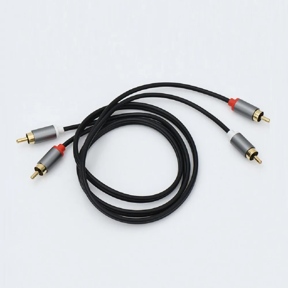 DoubleLotusHeadAudioAuxCable2RCAto2RCAAmplifierCableHIFI