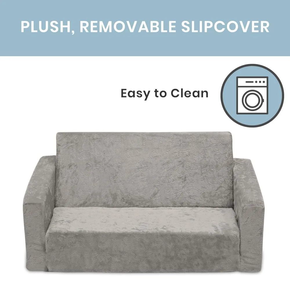 Serta Perfect Sleeper Extra Wide Convertible Sofa to Lounger - Comfy 2-in-1 Flip Open Couch/Sleeper for Kids, Grey 5