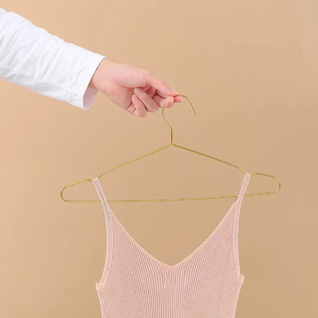 Appendiabiti in acciaio inossidabile dorato da 10 pezzi, appendiabiti in metallo solido per uso domestico per adulti e bambini, appendiabiti antiscivolo per armadio 5