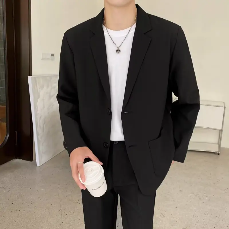 Shoulder Padded Blazer Men Slim Fit Fashion Social Mens Dress