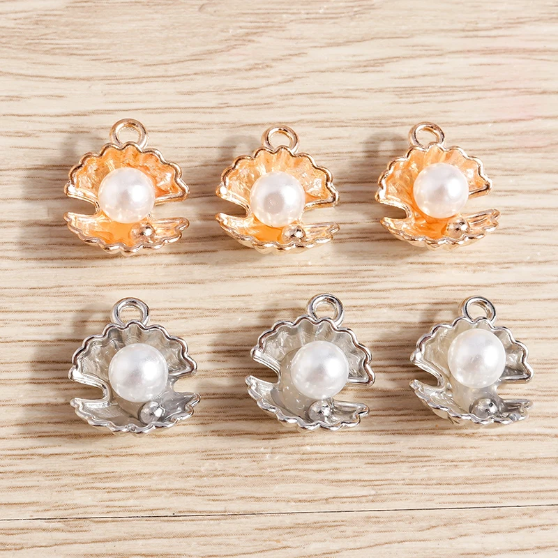 10 Stück 13x15mm süße Legierung Perle Muschel Charms Anhänger für Schmuckherstellung Tropfen Ohrringe Halsketten Armbänder DIY Handwerk Zubehör