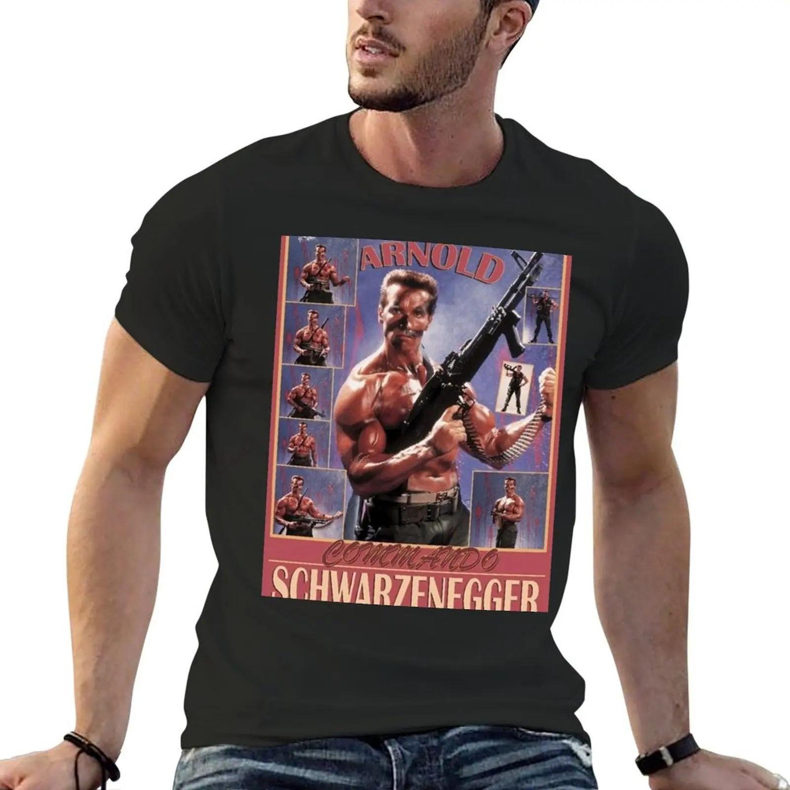 Commando by Arnold Schwarzenegger Movie Poster T-Shirt tops summer top anime stuff shirts men