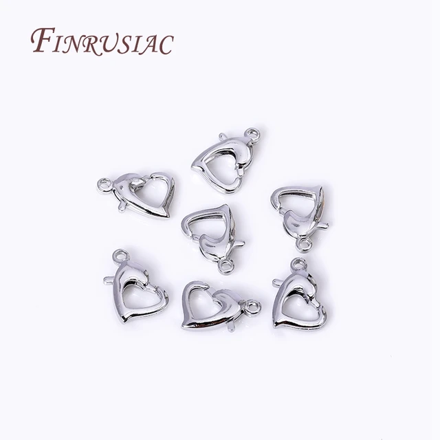 20Pcs Silver Heart Charm Necklace Clasps - Friendship Jewelry Findings With Buckle Closure