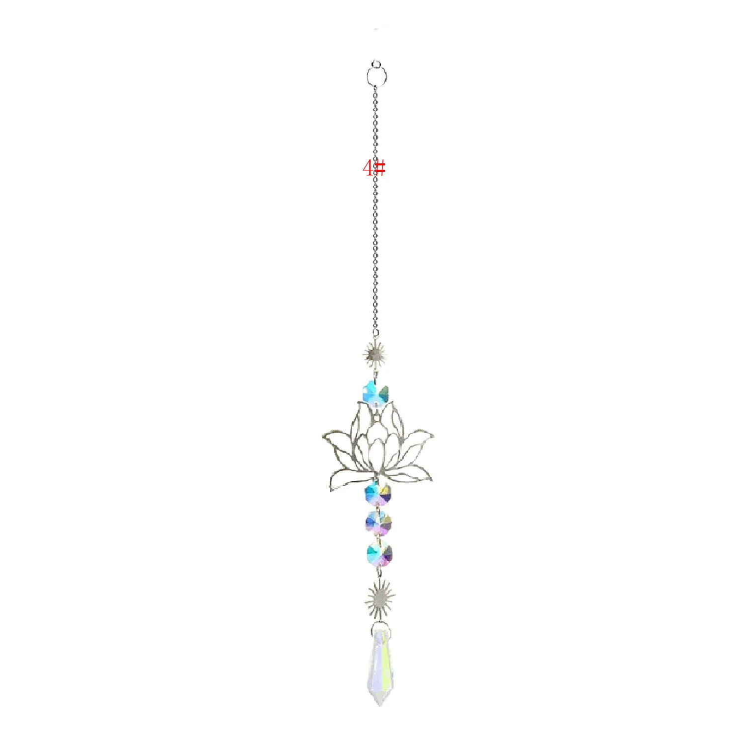 Sun Catcher Crystal Pendant Sun Catchers Window Ornament 1PC Crystal SunCatcher Lotus Hanging Suncatcher Rainbow Maker Chakra Light Catcher Stained Glass Window Outdoor Garden Decor