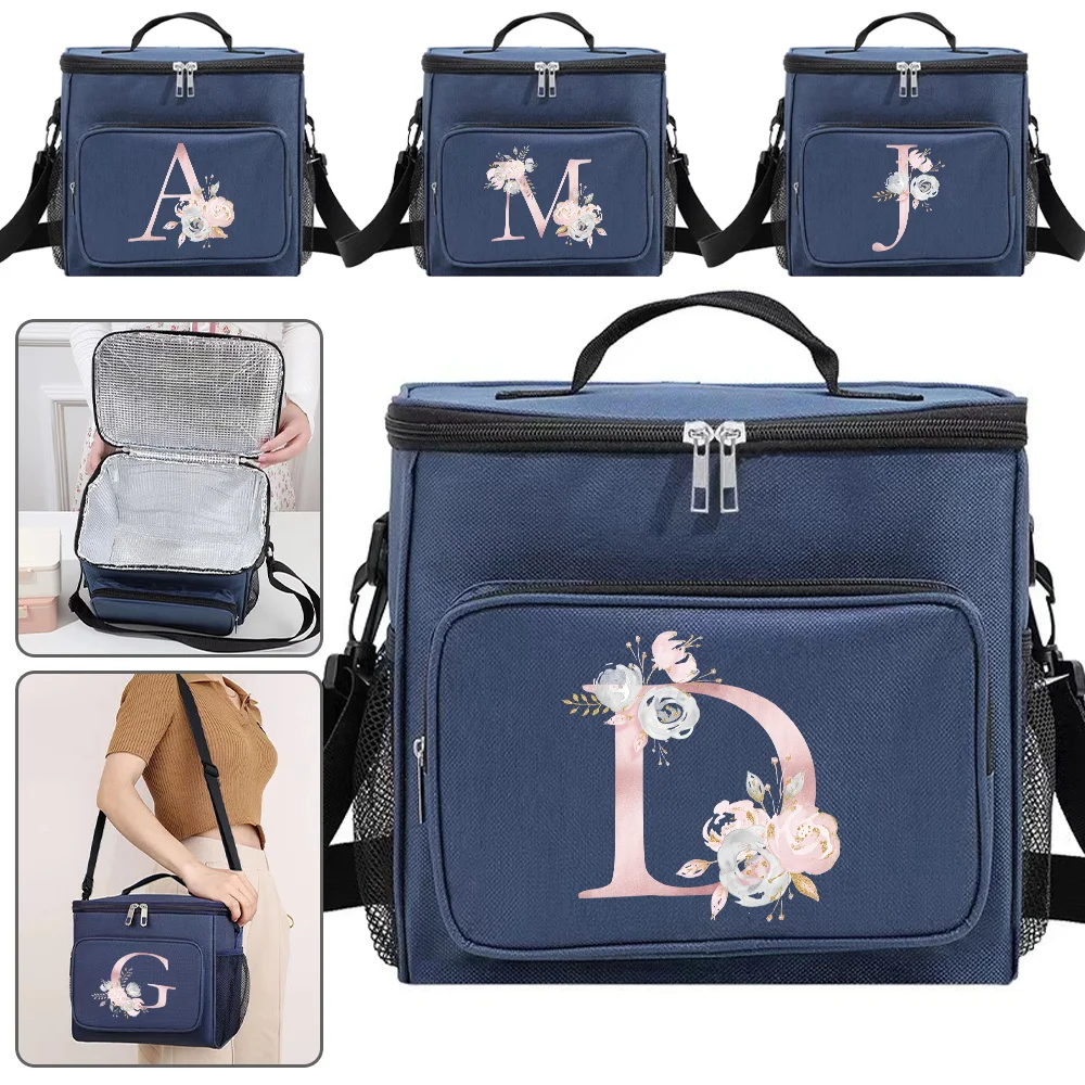 

Сумки для ланча, Термосумка с изолированным покрытием, водонепроницаемая Женская холодильник, коробки для хранения еды, серия розовых цветов