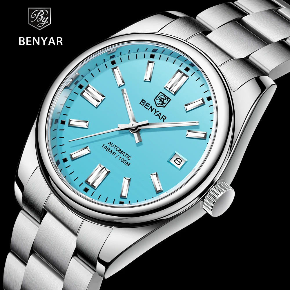 2022 BENYAR New Luxury Men Mechanical Wristwatches 10Bar Waterproof Automatic Watch Stainless Steel Sports Diving Watch for Men