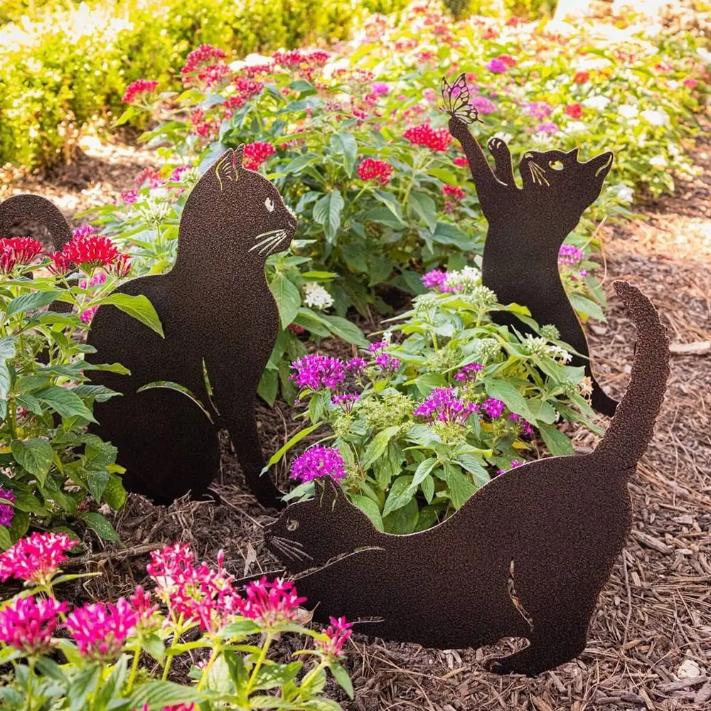 Iron Art Black Cat Garden Statue 4