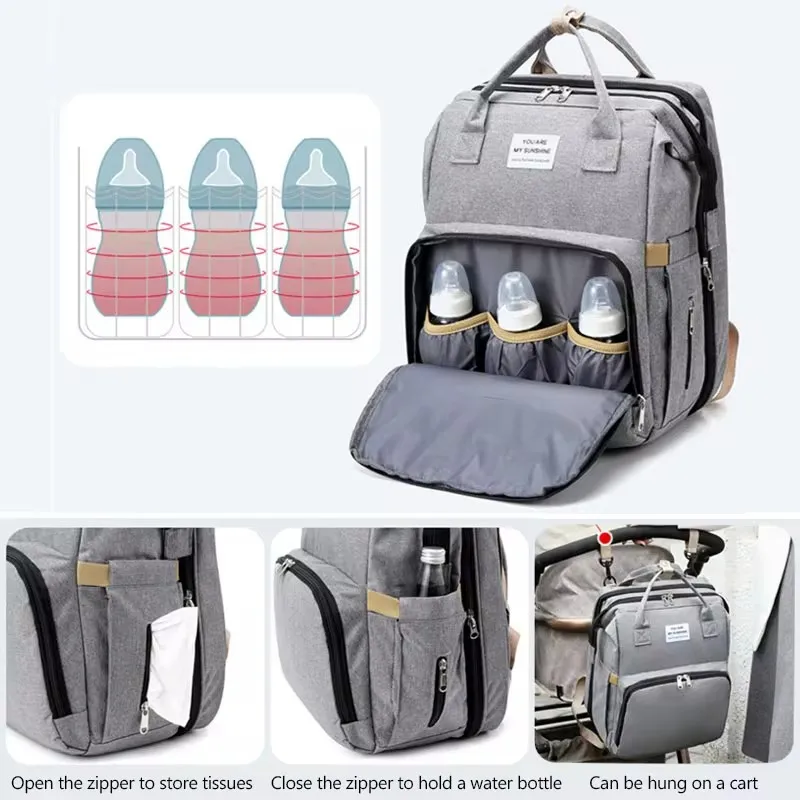 Folding Mommy Diaper Bags Baby Bed Fashion Women's Bag Maternity Nappy Diaper Bags Travel Milk Bottle Backpack Nursing diaper bag diaper backpack
