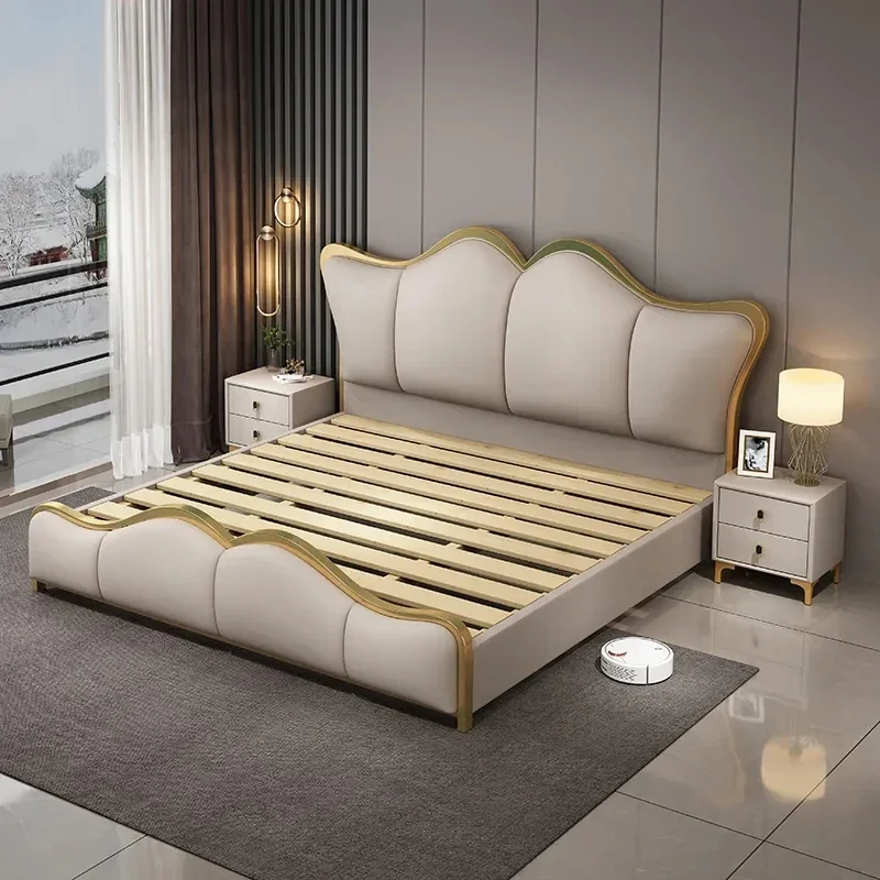 

Casal European Confortable Bed Modern Designer Wood Headboard Twin Sleeping Girl Double Bed Girl Sleeping Cama Hotel Furniture