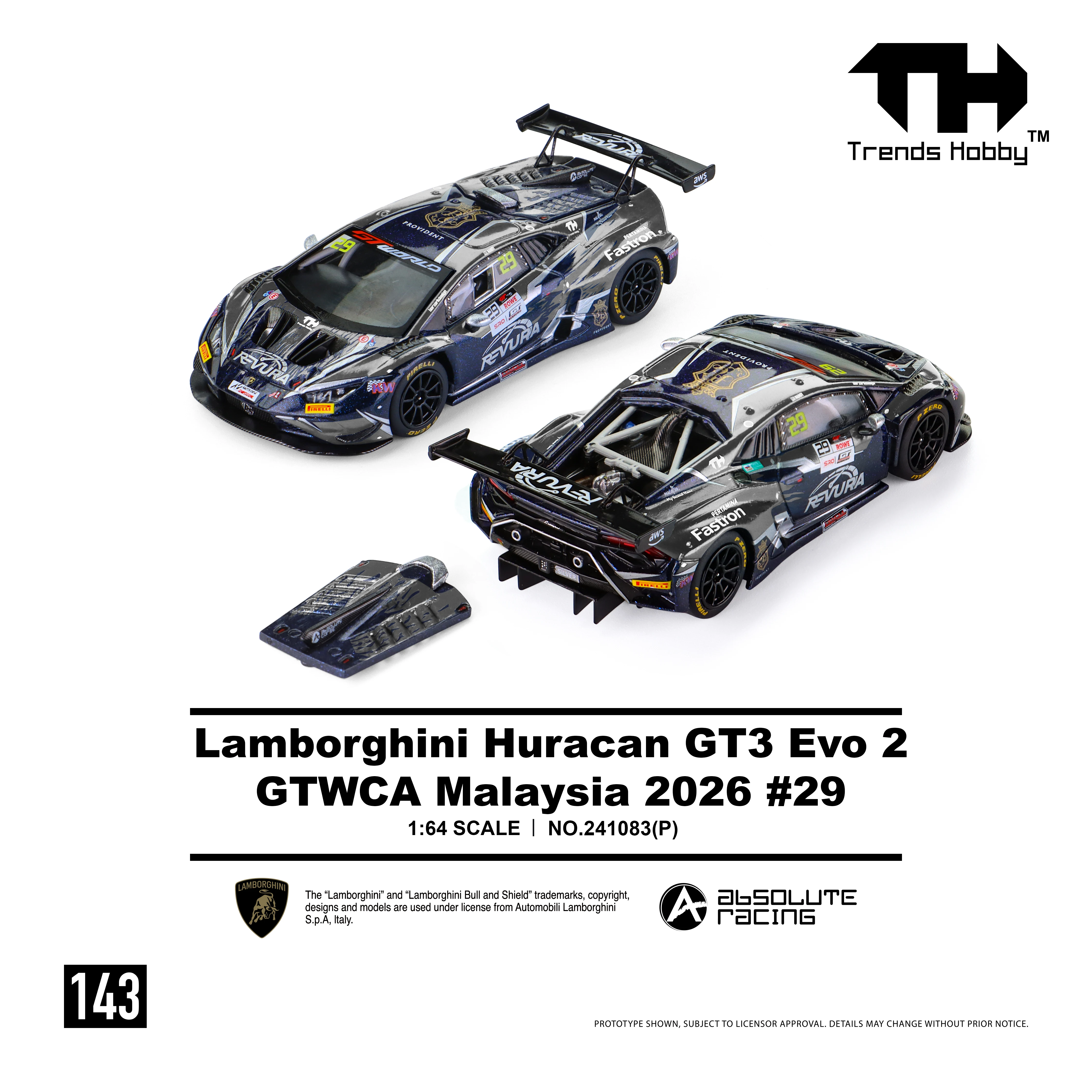 Miniature Lamborghini Huracan GT3 EVO2 1:64 - Voiture RC Alliage