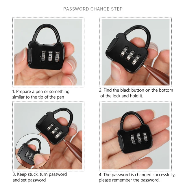 3 Digit Padlock Mini Case Lock Multi-Function Security Lock Metal Suitcase Lock Anti-theft Luggage Lock for Gym School 5