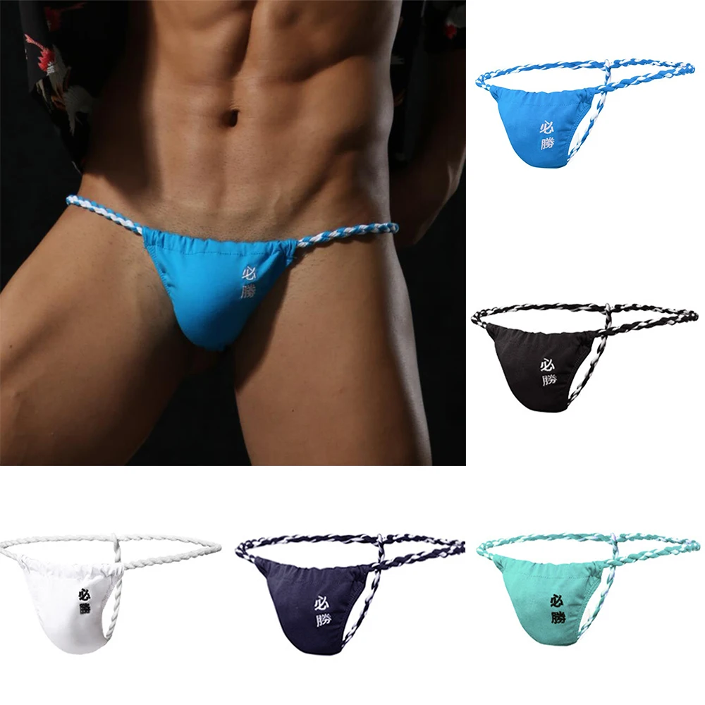 Mens Underwear Gay Thong Twisted Rope Jockstrap Penis Pouch G-String Win Seamless Briefs Japanese Sumo Tanga Hombre Panties