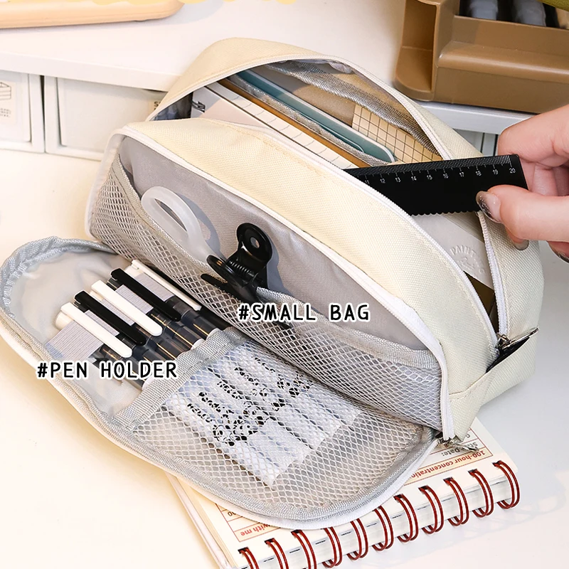 Cute Panda Family Pencil Bag Large Capacity Multilayer Zipper Pencil Case Student Pen Box Storge for School Stationery Supplies