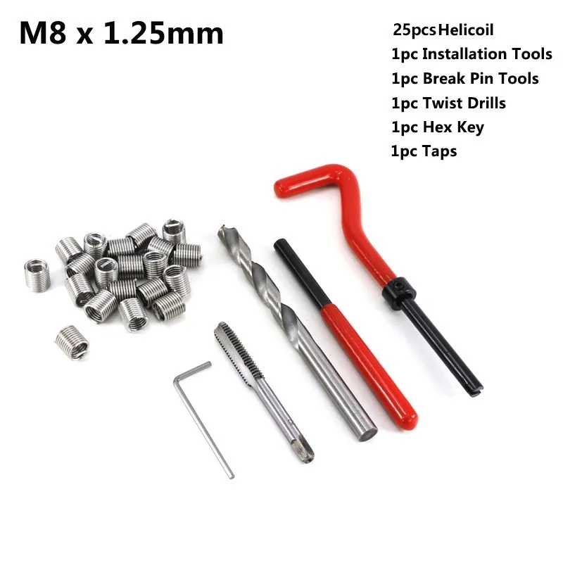 Fixinus Kit di Riparazione Filettatura M8 x 1,25 mm, Kit di Riparazione
