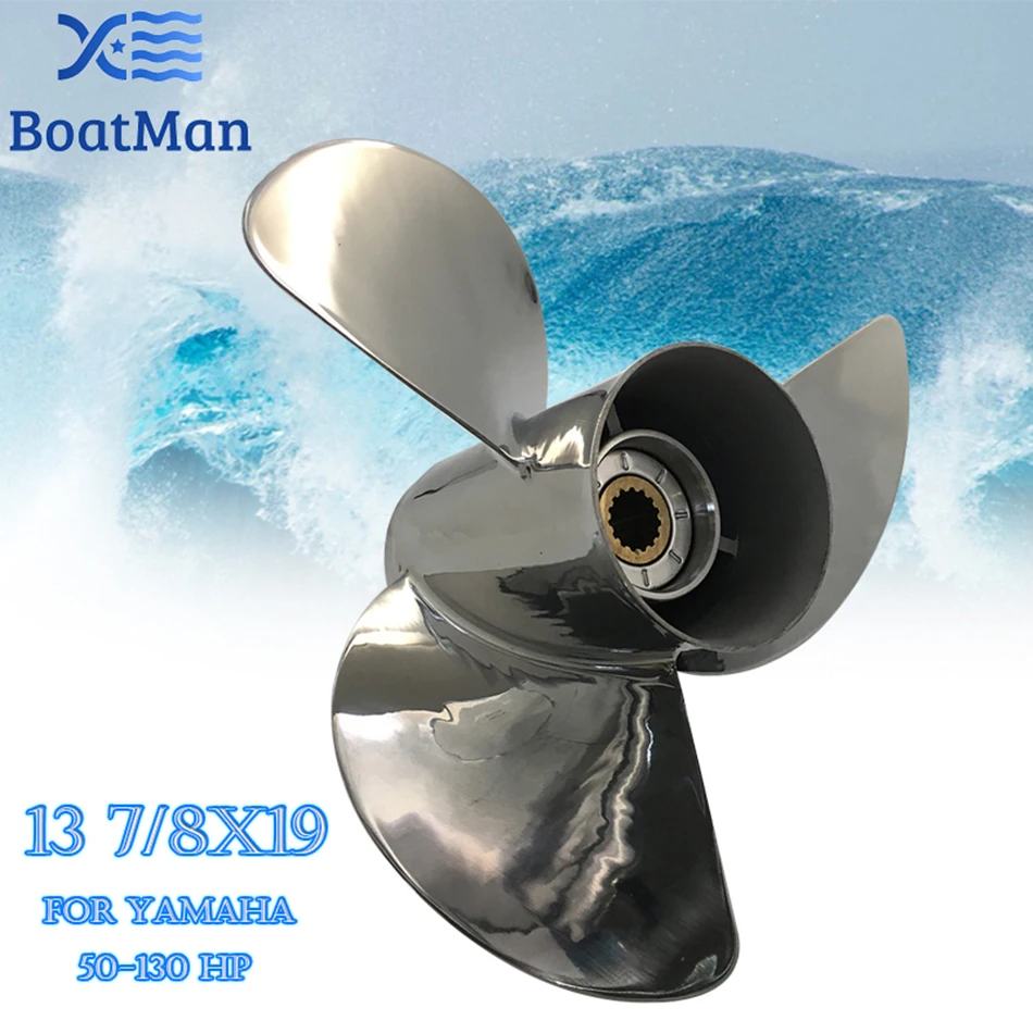BOATMAN 13 7/8x19 Propeller For Yamaha Outboard 50HP 60HP 80HP  85HP 90HP 100HP 130HP Stainless Steel 15 Splines Engine Parts