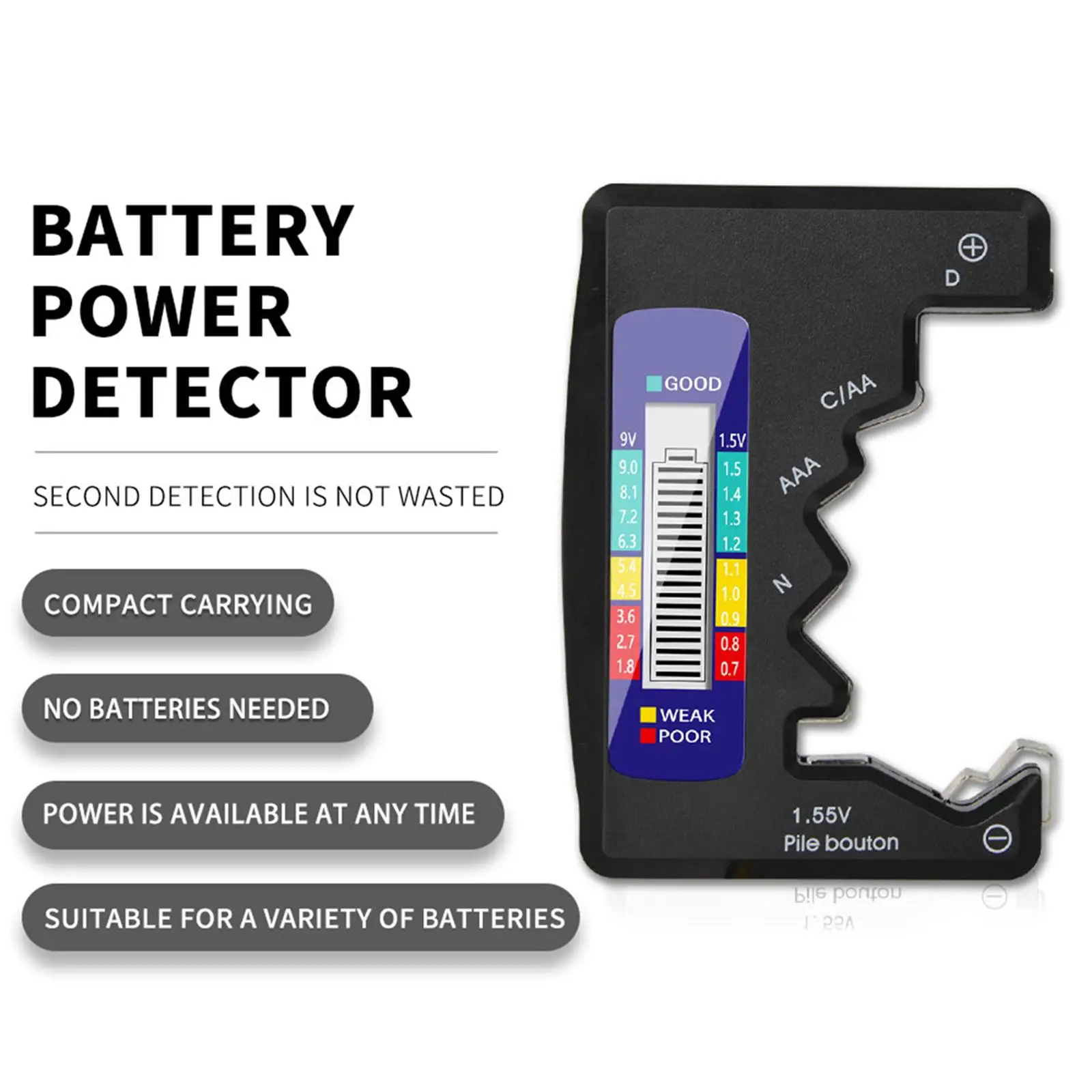 Battery Tester Plastic Battery Capacity Check Battery Checker for Household