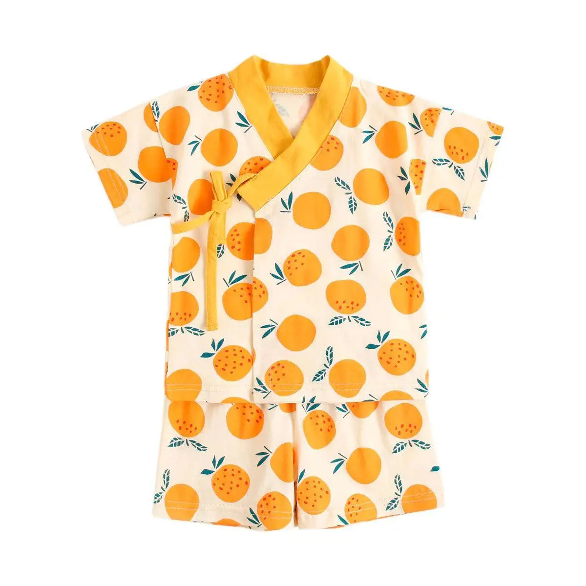 Children's Cotton Japanese Kimono Yukata Baby Cute Print Comfortable Sleepwear Home Kids Short-Sleeved 2-Piece Set LC967