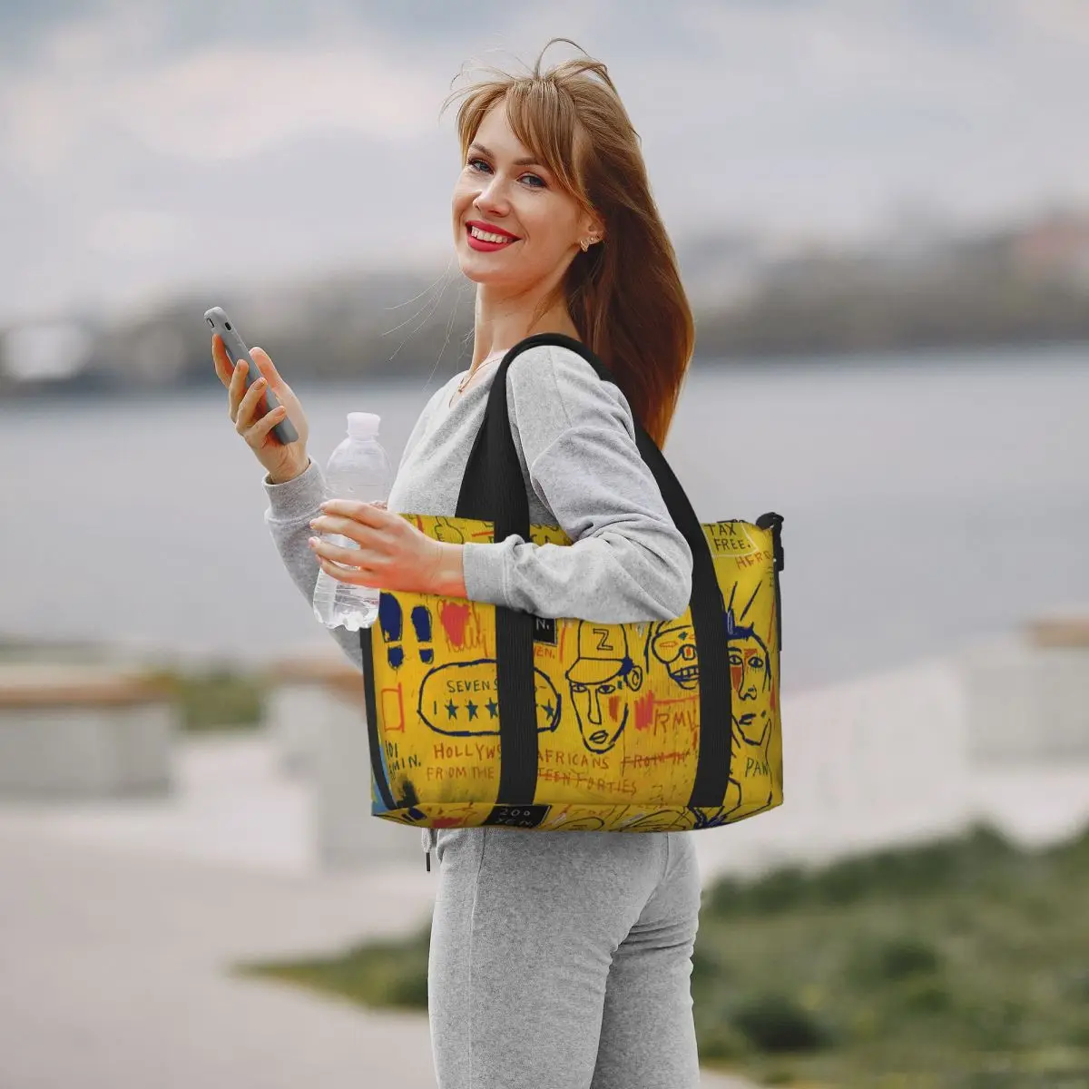 Hollywoods Africans Groceries Tote Shopping Bag Women Big Capacity Jean Michel Basquiats Beach Gym Travel Bags