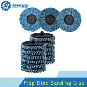 2" Flap Disc Sanding Discs for Roll Lock – 2/10 Pcs, 40/60/80/120 Grit Abrasive Tools for Metal Polishing, Rust Removal, and Surface Finishing 1