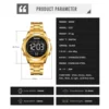 SKMEI Mens Waterproof Digital Wristwatch Alarm Date Week Clock Top Brand Luxury Stainless Steel Chrono Electronic Sports Watches 6