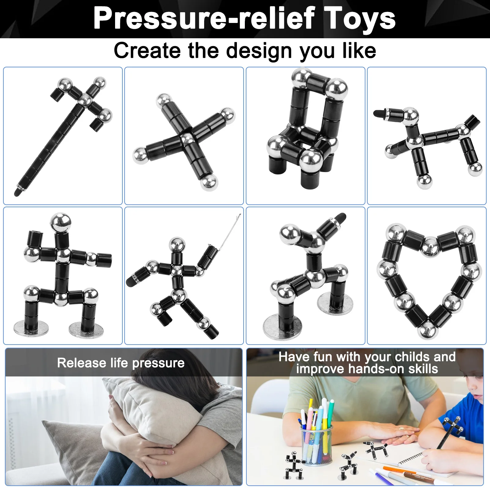 Magnetic Fidget Pen DIY Magnet Fidgi Pen Multifunctional Deformable Magnet Writing Ballpoint Toy Pen, Best Gift for Friends
