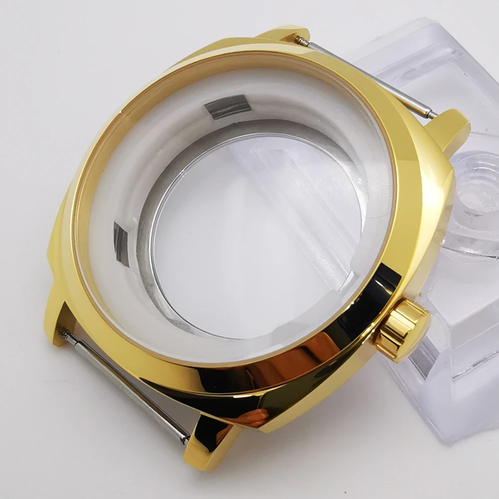 

42mm gold PVD coated polished watch case fit NH35 NH36 Miyota 8215/8205 DG2813 ETA 2836 movement