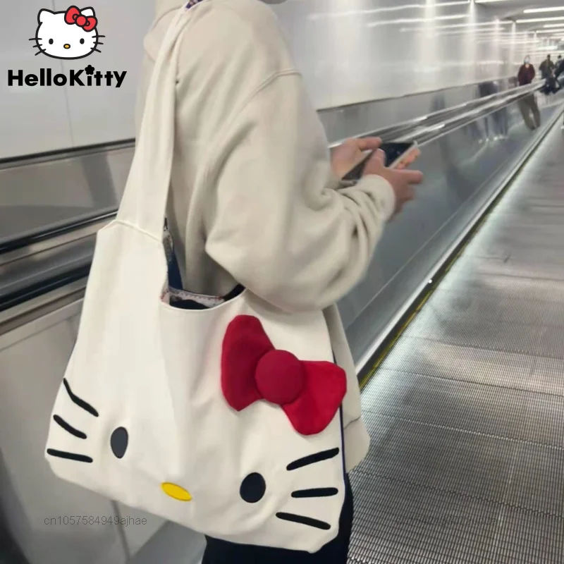 Kawaii Hello Kitty Canvas Bags Anime Kt Cat Shoulder Bag Women Casual