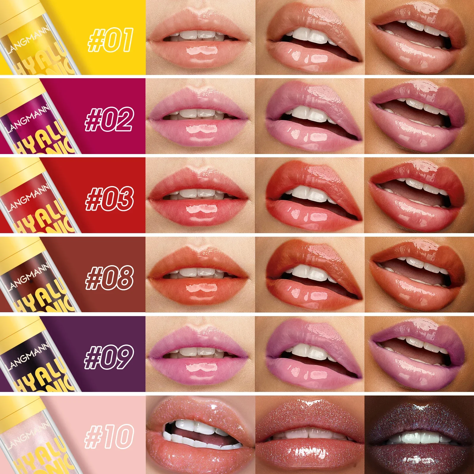 Langmanni 6Colors Transparent Hyaluronic Acid Lip Oil Glossy Hydrating Moisturizing Lip Gloss Volumizing Light Tone Lip Balm Hot 5