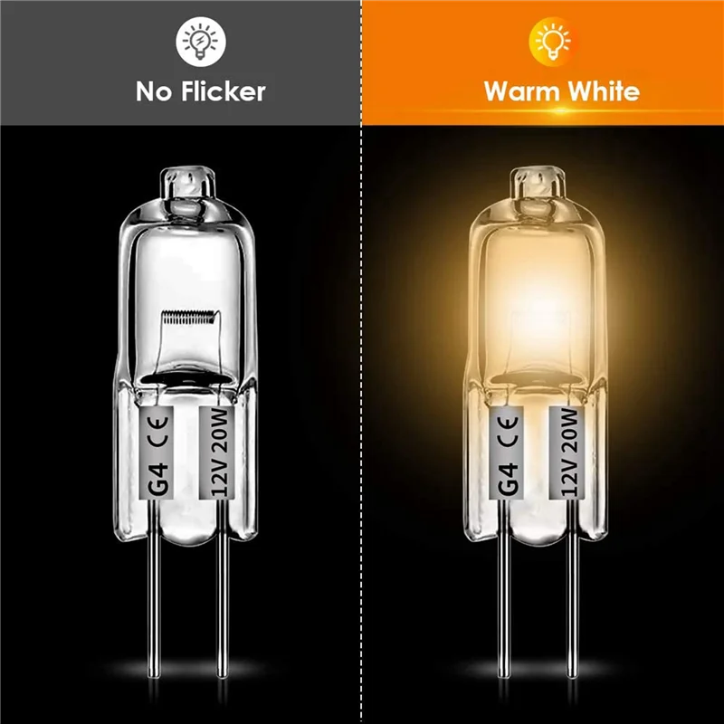 200 Pcs G4 할로겐 전구, 20W 12V 할로겐 전구 2 핀 투명 램프 전구, 밥솥 조명, 신호등, Track-B51B