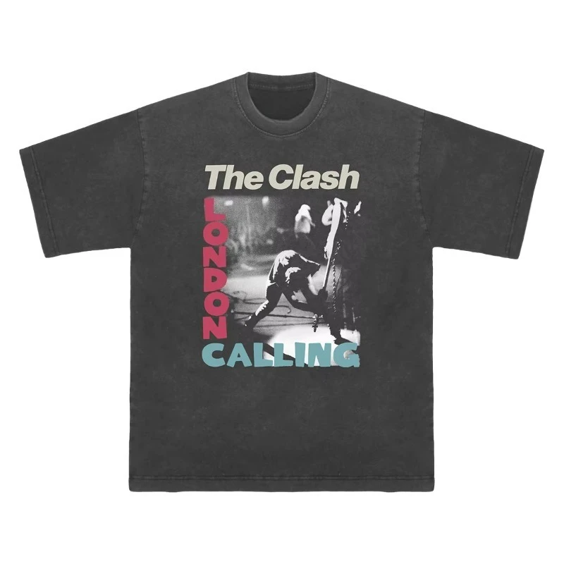 The Clash Washed T-shirt London Calling Punk New Wave Sex Pistols Ramones The Damned Men Women Short Sleeve Streetwear Tees