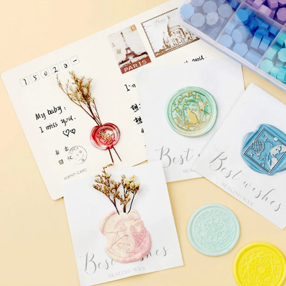 100pcs Octagon Sealing Wax Beads Mixed Color Seal Stamp Wax Tablet Pill for Envelope Wedding Invitation Waxes Craft Decoration