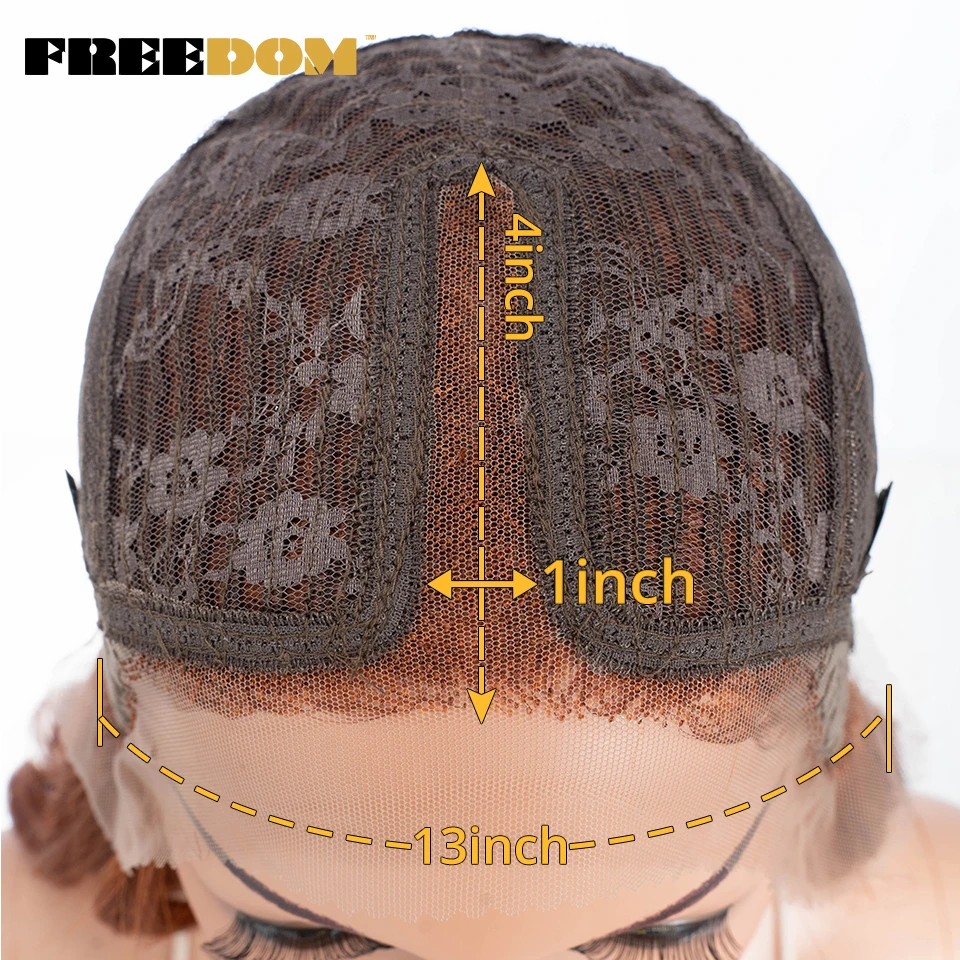 FREEDOM Body Wave Synthetic Lace Front Wigs For Women 28 inches Ombre Brown Ginger White Lace Wig With Baby Hair Cosplay Wigs