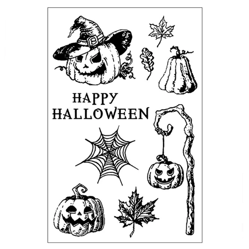 Decorative Stamps Sheet Transparent Silicone Seal Clear Stamp For DIY Craft Card Photo Album Making Happy Halloween Prop clear stamps clear rubber stamps
