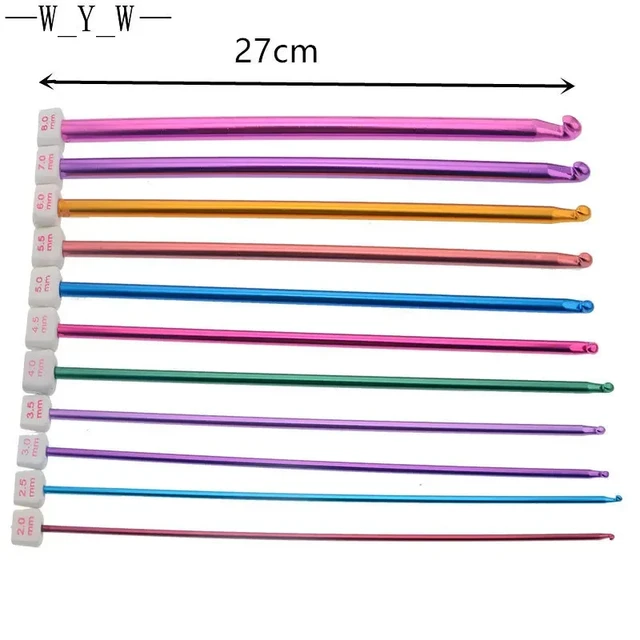 New 11Pcs Mix Sizes 2.0~8.0MM Crochet Hook Sets Multicolour