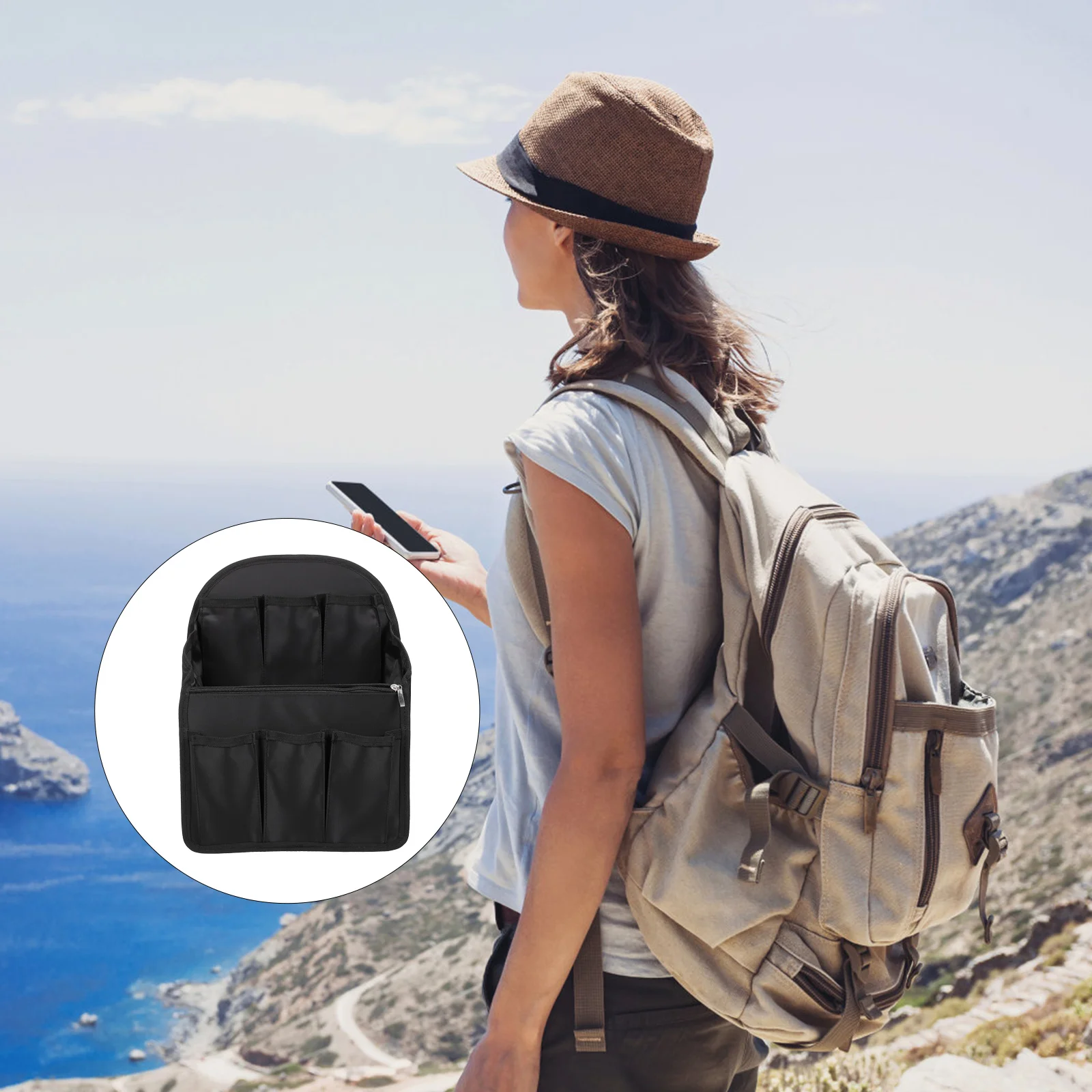 

Backpack Liner Shoulder Bag Organizer Mini Storage Multi-function Bags Interior Nylon Travel
