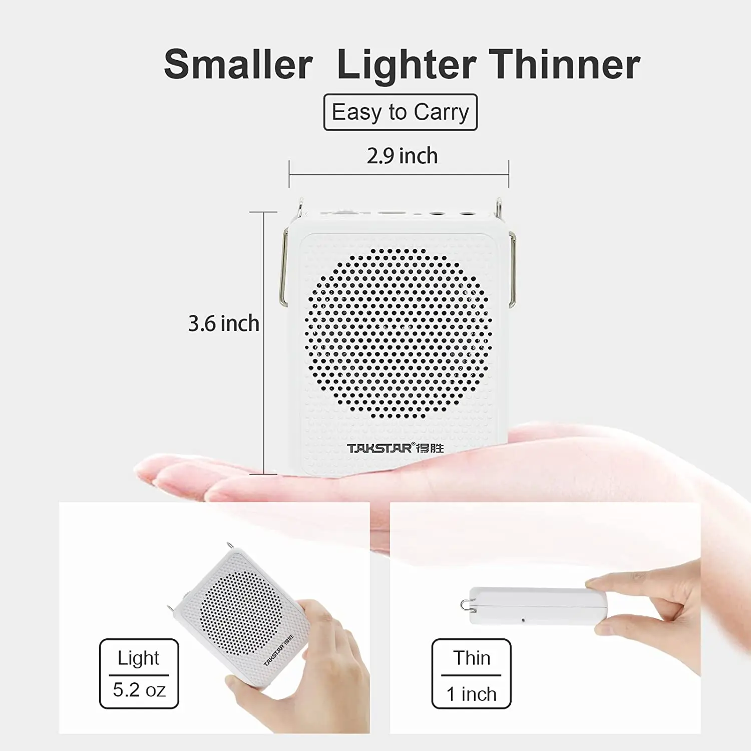 TAKSTAR E126A Portable Voice Amplifier with Wired Microphone Headset & Waistband Mini Personal Speaker Mic Rechargeable Teachers