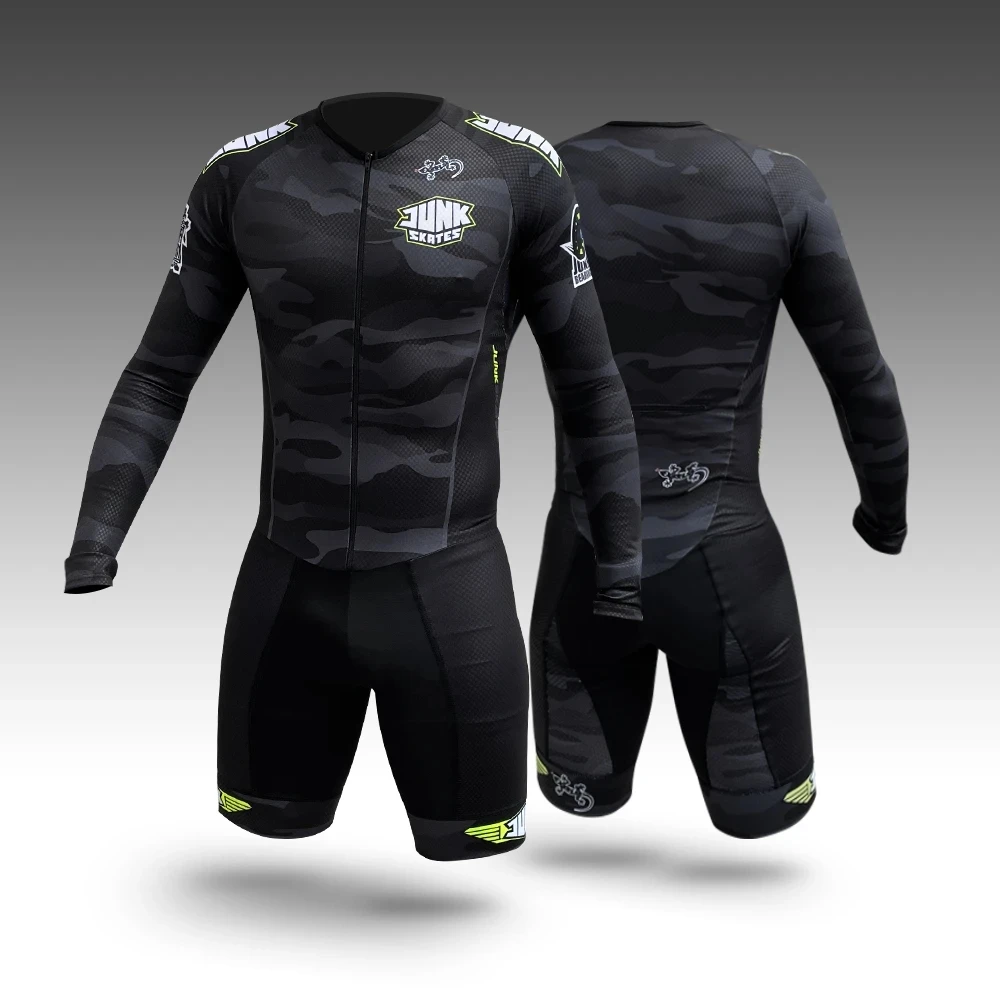 

Junk Skating Triathlon Skinsuit Mens Speed Inline Roller Skate Skinsuit Fast Skating Racing Suit Long Sleeve Cycling Jumpsuit