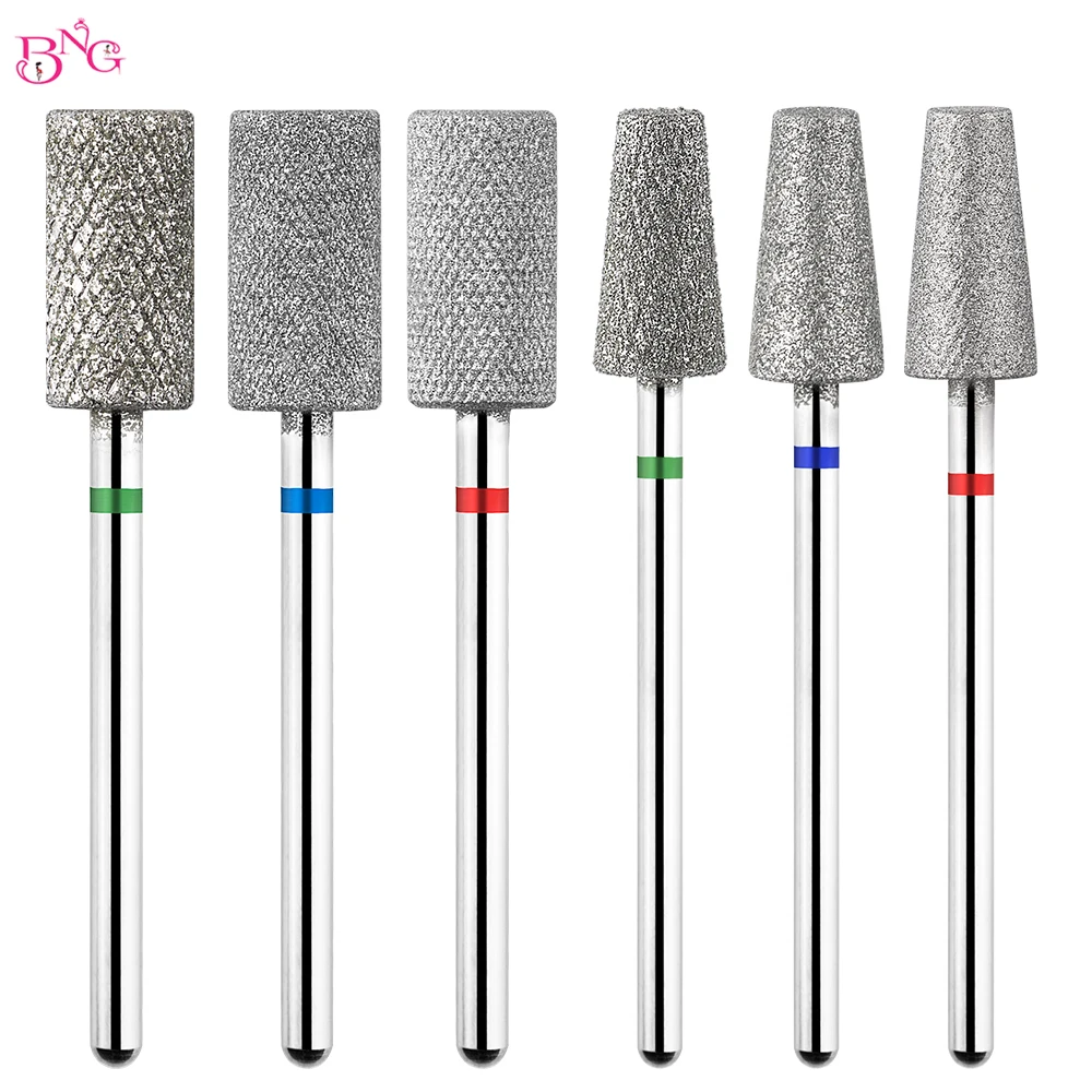 2pcs lot nail drill bits flame diamond bit for nail drill 3 32 manicure milling cutter cuticle rotary burr drill accessories BNG Diamond Nail Sanding Drill Bits Cross Teeth Barrel Rotary Cuticle Clean Burr 3/32 Manicure Bit Drill Nail Accessories