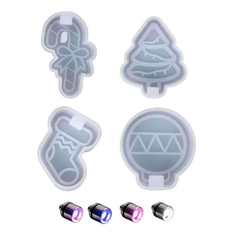 

Christmas Lights Sign Silicone Mold Bulb Crutches Tree Resin Molds 4 Color LED Light Hanging DIY Craft for Home Drop Shipping