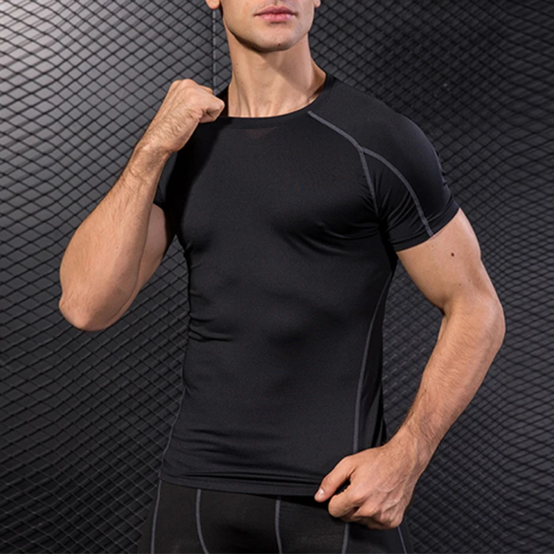 Men's Casual Top Tees Quick Dry Running Tshirts Summer Short Sleeves Sport Gym Fitness Streetwear Compression Jerseys Sportswear