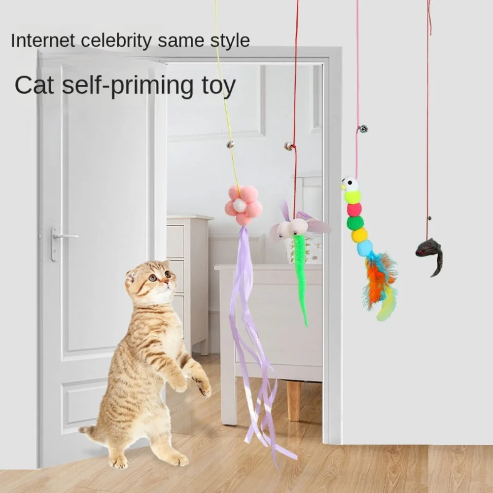 Cat Elastic Rope Hanging Teaser Toy,Stick Swing