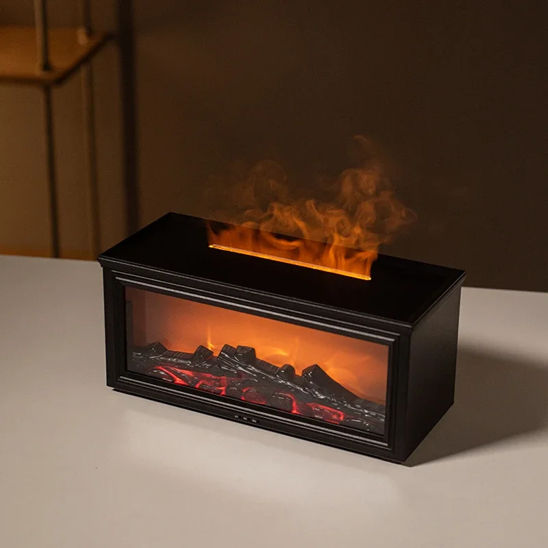 7 Colors Essential Oil Fireplace Diffuser Mini Flame Aromatherapy Humidifier with 7 LED Lights for Home Relaxation