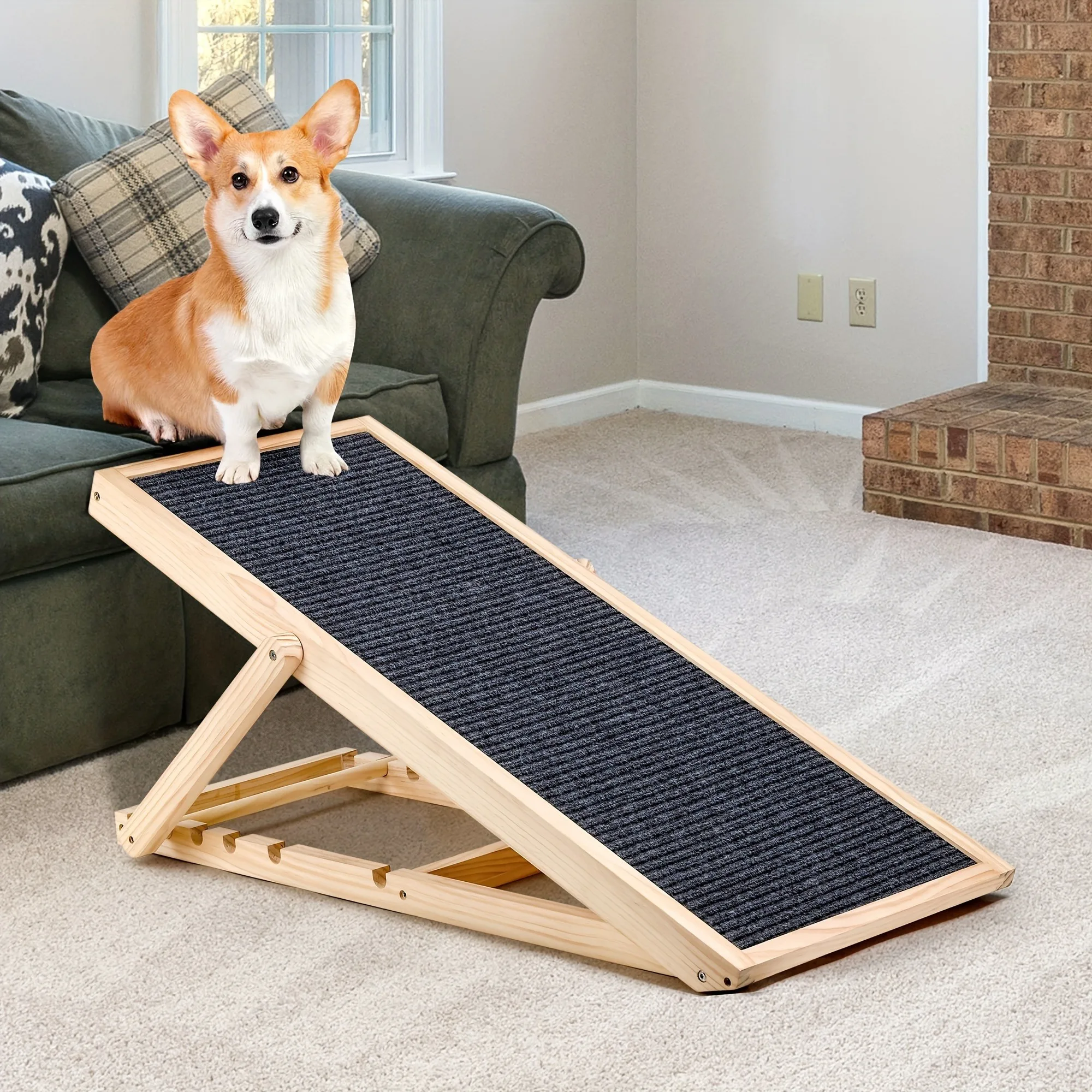 1 count Dog Cats Ramp, Upgraded Folding Portable Wood Pet Ramp for Small and Older Animals, 42" Long, Height from 14" to 26" 20
