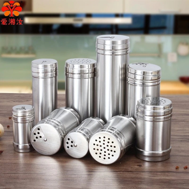 Seasoning Container Set Stainless Steel Spice Jars Spices Organizer Kitchen Sugar Jar Bbq Salt Pepper Set seasoning jar