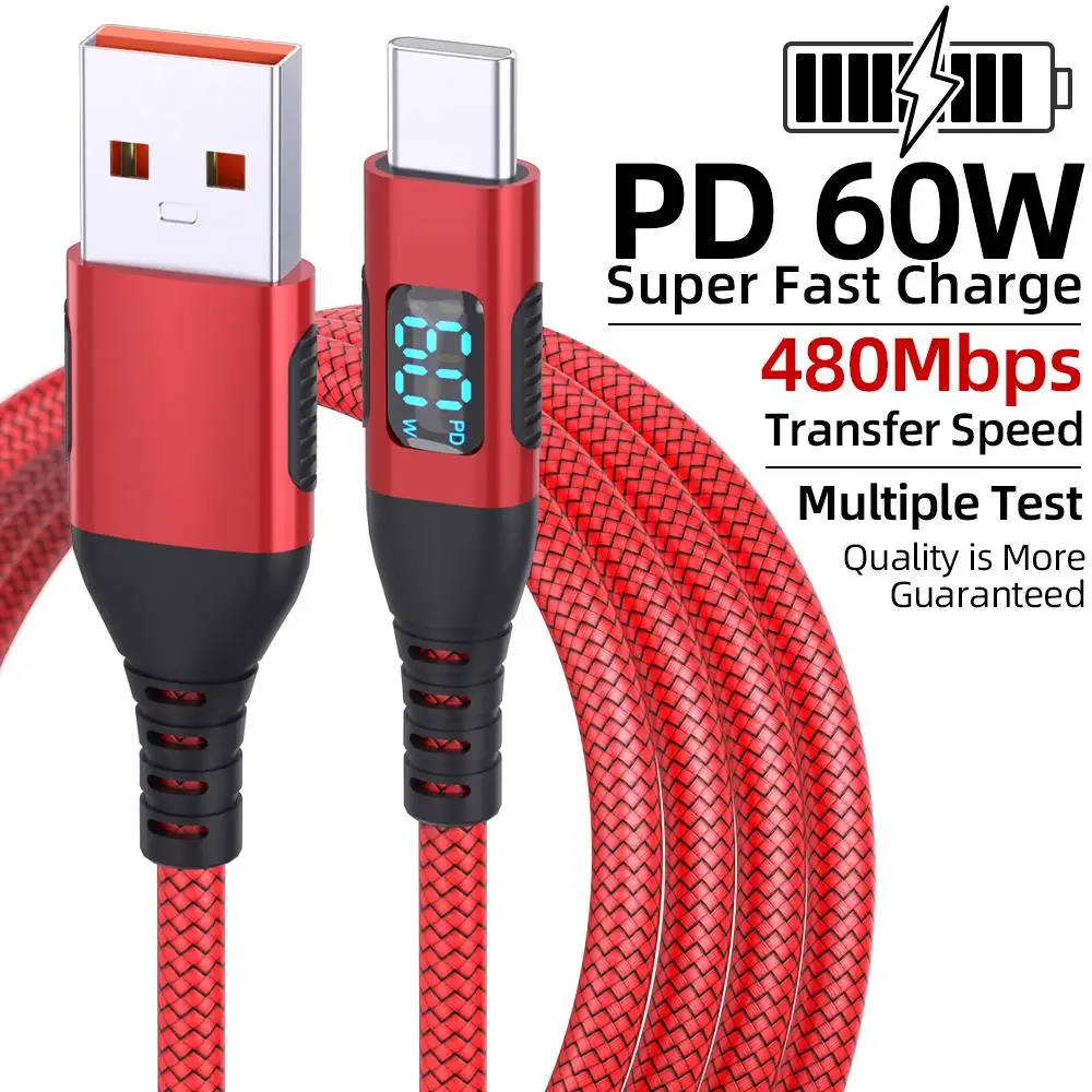 ตัวเลือกสินค้า สายชาร์จ USB-C ถักไนลอน ชาร์จเร็ว ทนทาน