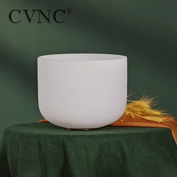 CVNC 7 Inch Frosted Quartz Crystal Singing Bowl C/D/E/F/G/A/B Note with Free Mallet and O-ring for Music Therapy Yoga Healing